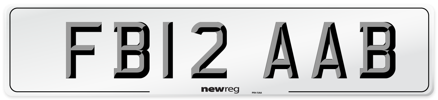 FB12 AAB Number Plate from New Reg